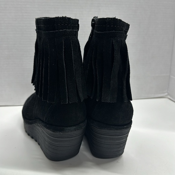 Fly London Yagi Boots Suede Platform Wedge Fringe Booties Ankle Boot Black 41 10 - Picture 3 of 7